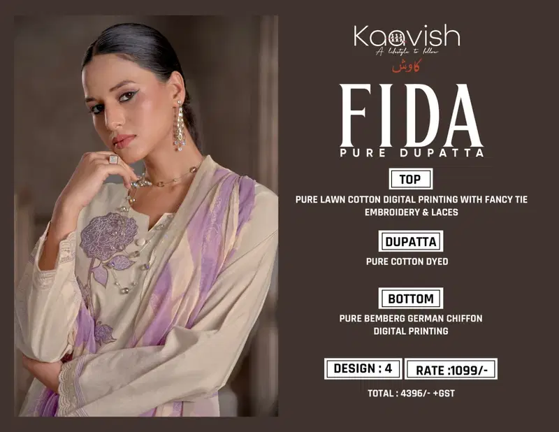 Fida By Kaavish Lawn Cotton Printed Designer Salwar Suits Orders In India